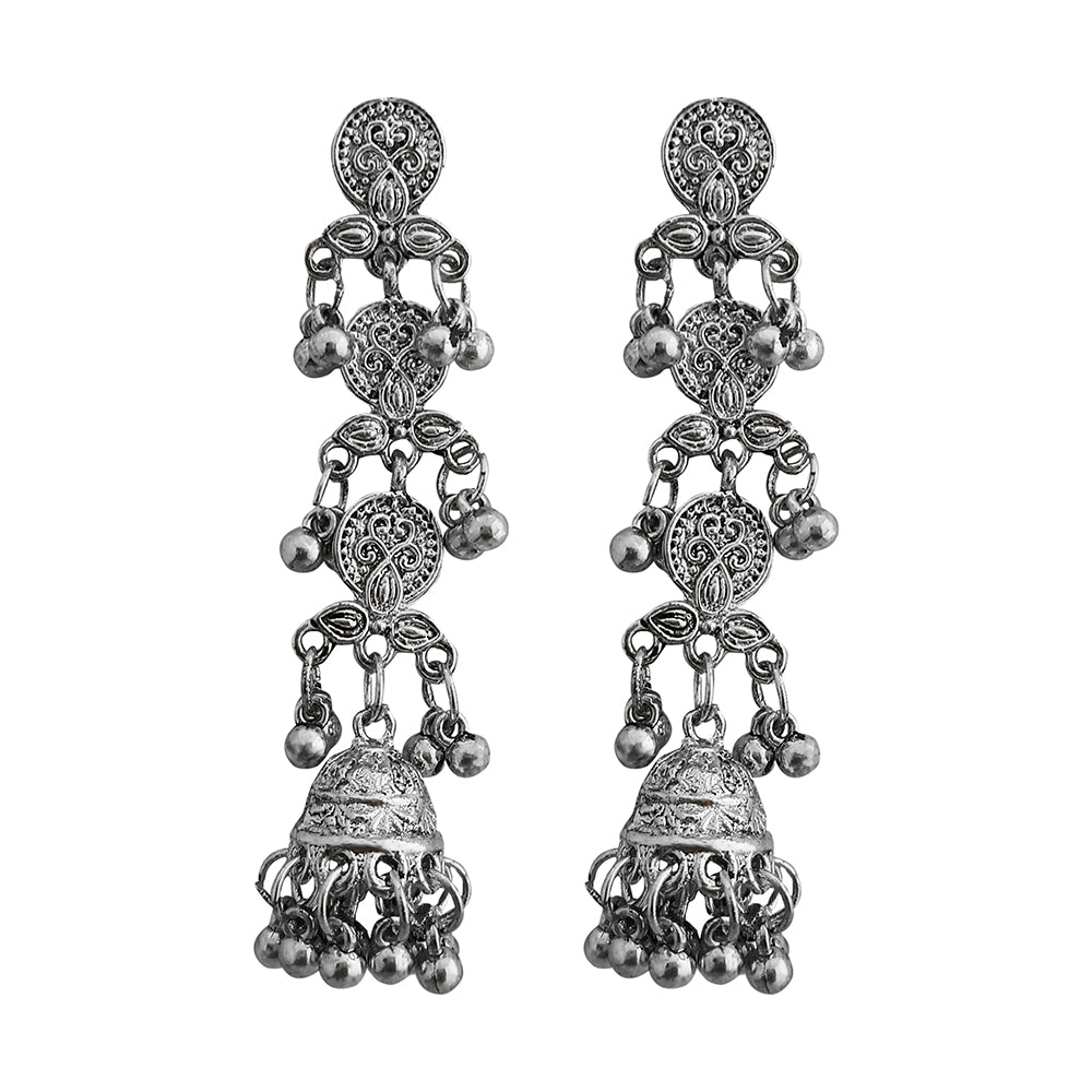 Shubh Art Oxidised Plated Multi Layer Dangler Earrings -1317049