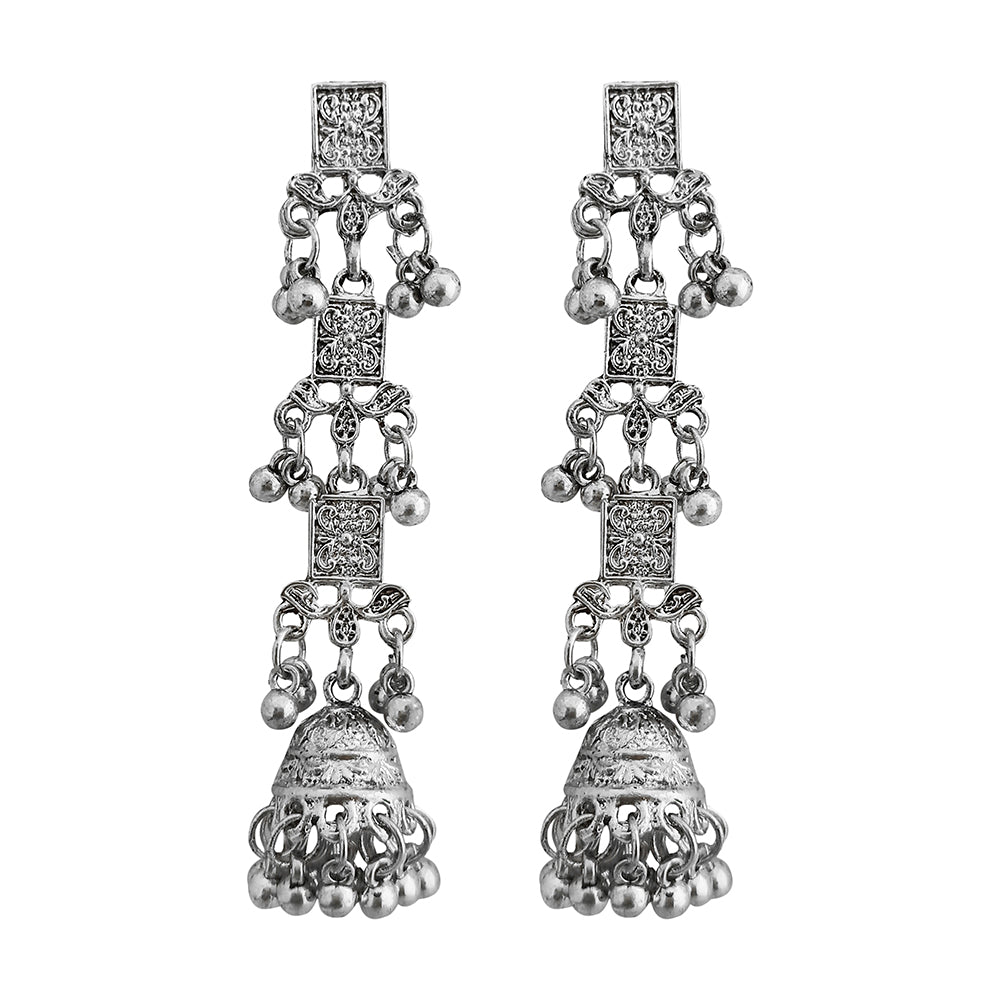 Shubh Art Oxidised Plated Multi Layer Dangler Earrings -1317050