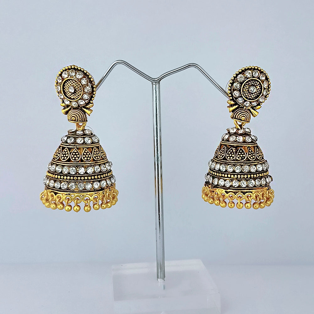 Bhavi Jewels Gold Plated Austrian Stone Jhumkis Earrings
