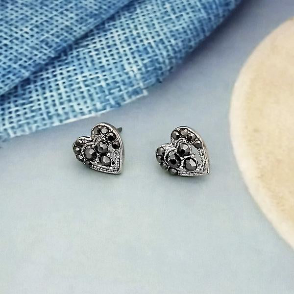 Kriaa Marcasite Stone Antique Silver Plated Stud Earrings -1317409