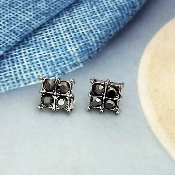 Kriaa Marcasite Stone Antique Silver Plated Stud Earrings -1317410