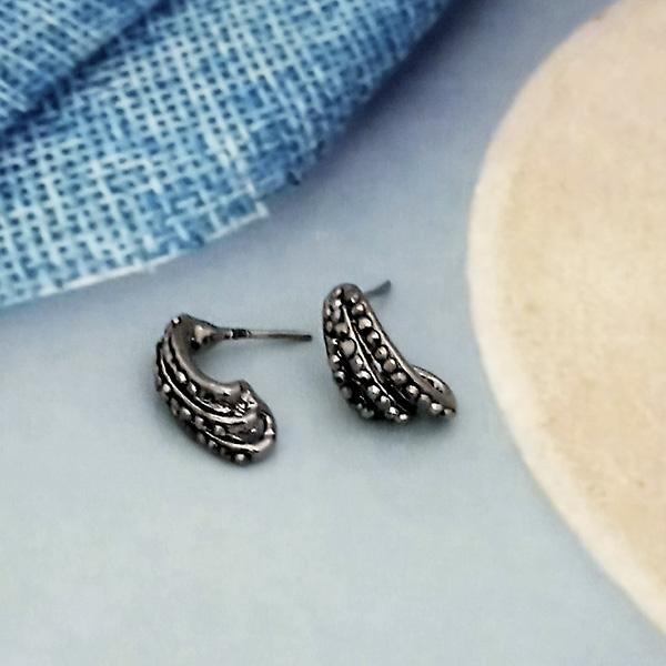 Kriaa Marcasite Stone Antique Silver Plated Stud Earrings -1317418
