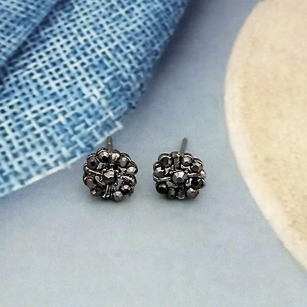 Kriaa Marcasite Stone Antique Silver Plated Stud Earrings -1317422