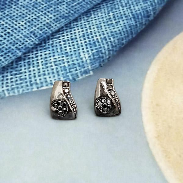 Kriaa Marcasite Stone Antique Silver Plated Stud Earrings -1317424