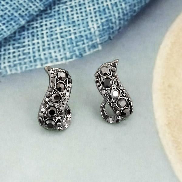 Kriaa Marcasite Stone Antique Silver Plated Stud Earrings -1317426