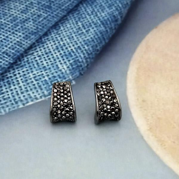 Kriaa Marcasite Stone Antique Silver Plated Stud Earrings -1317429