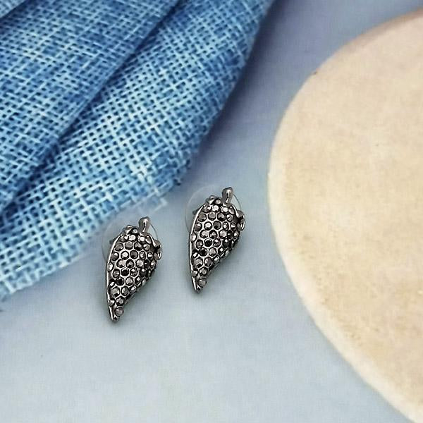 Kriaa Marcasite Stone Antique Silver Plated Stud Earrings -1317430