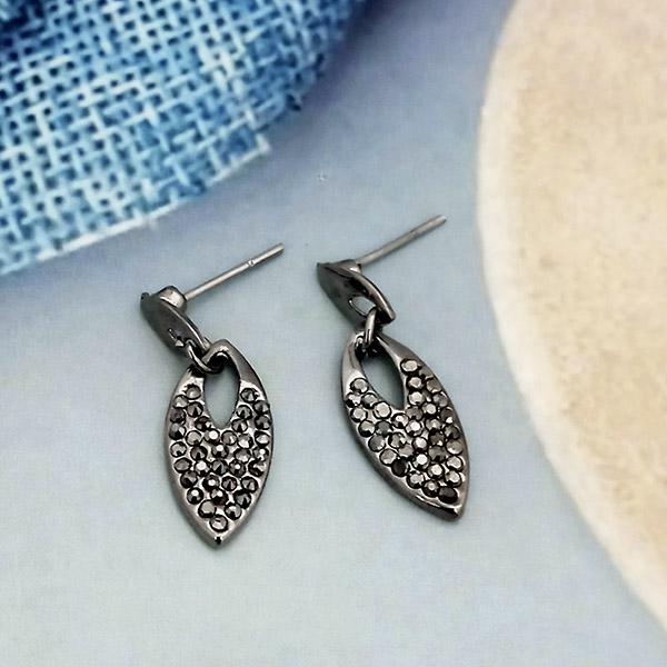 Kriaa Marcasite Stone Antique Silver Plated Stud Earrings -1317431