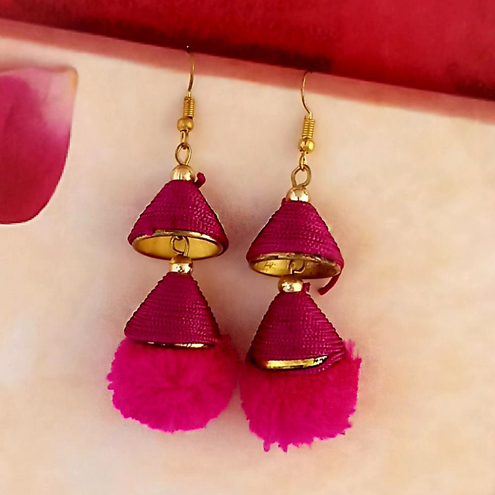 Jeweljunk Pink Gold Plated Thread Earrings - 1317513B