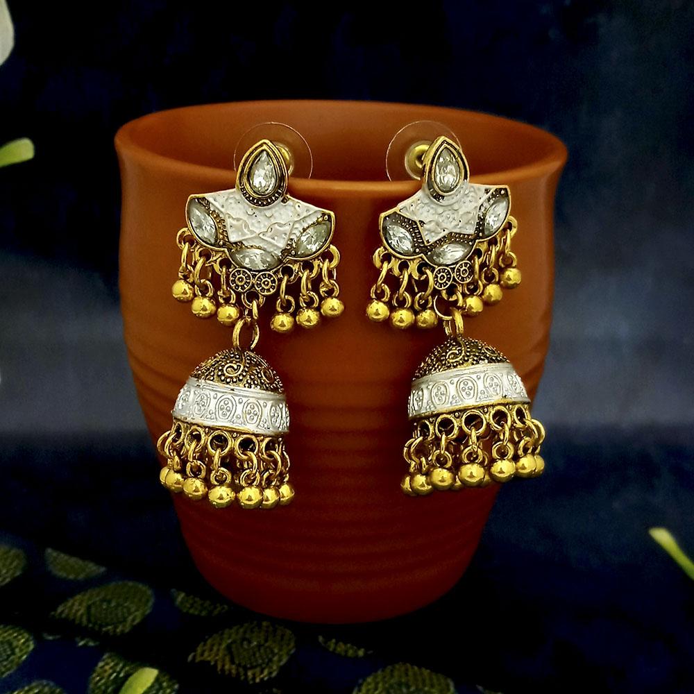 Jeweljunk Gold Oxidised Plated Jhumki Earrings -1317813