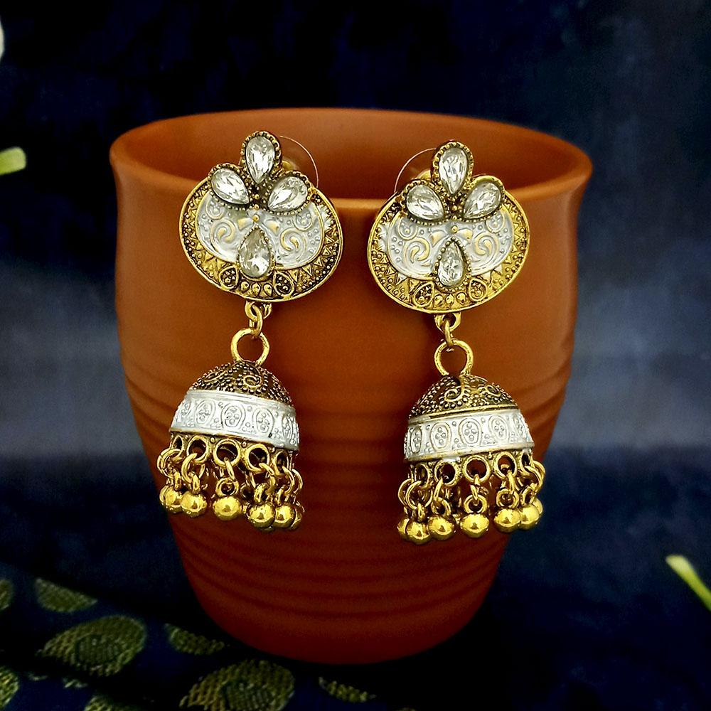 Jeweljunk Gold Oxidised Plated Jhumki Earrings -1317814