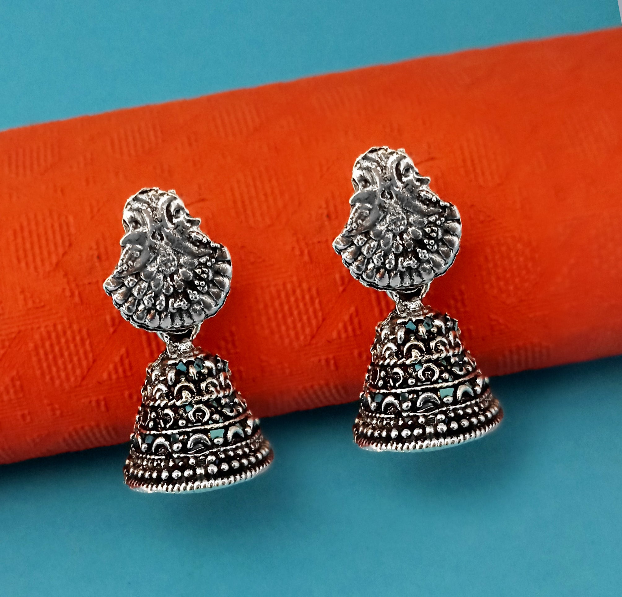Woma Designer Oxidised Plated Jhumki Earrings