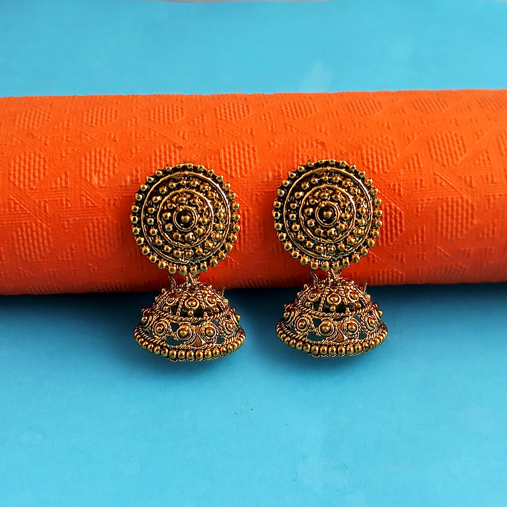 Woma Antique Gold Plated Jhumki Earrings