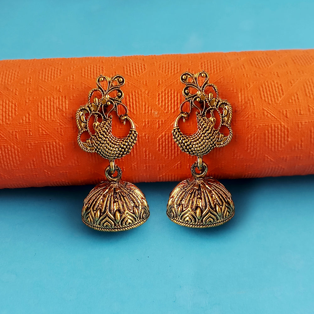 Woma Trendy Antique Gold Plated Jhumki Earrings