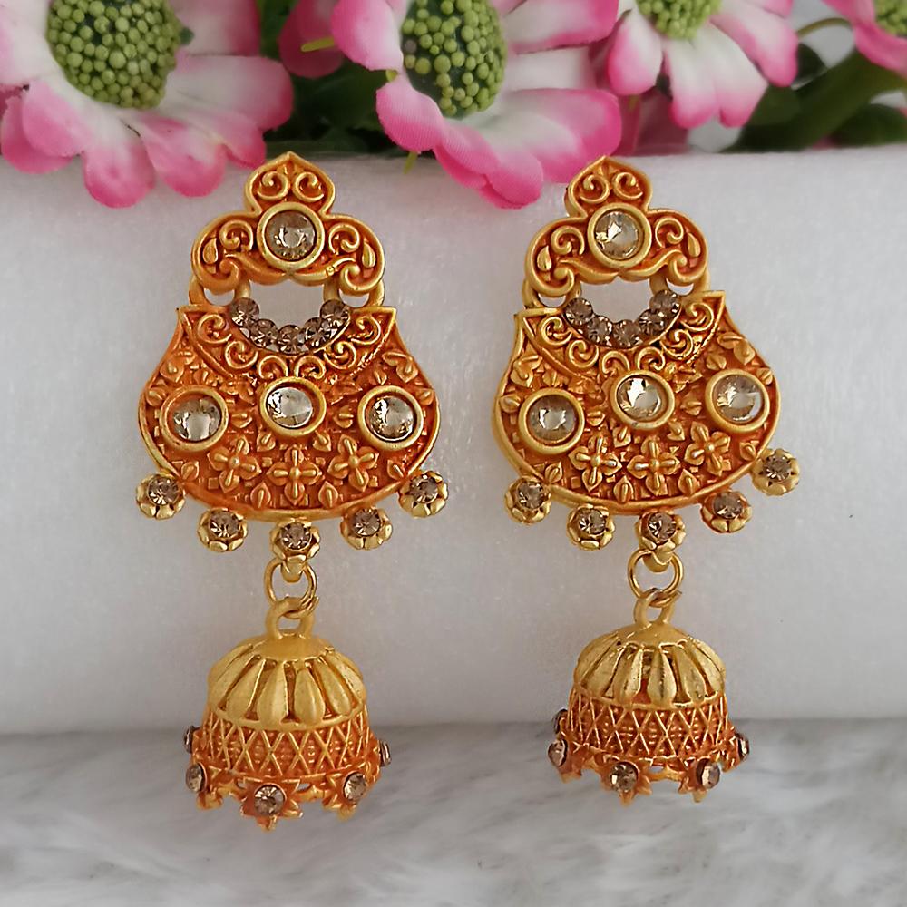 Woma Orange Matte Meenakari Jhumki Earrings -1318064F