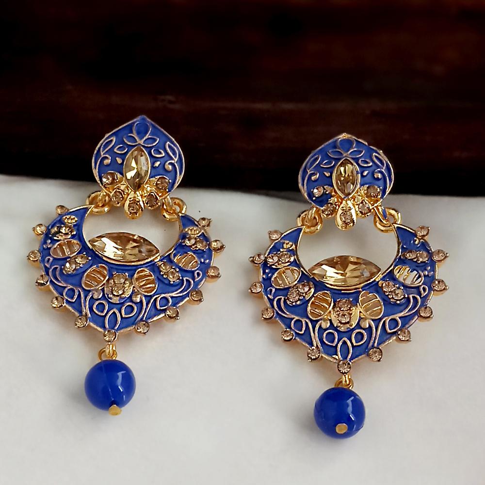 Woma Blue Meenakari Matte Dangler Earrings -1318082D