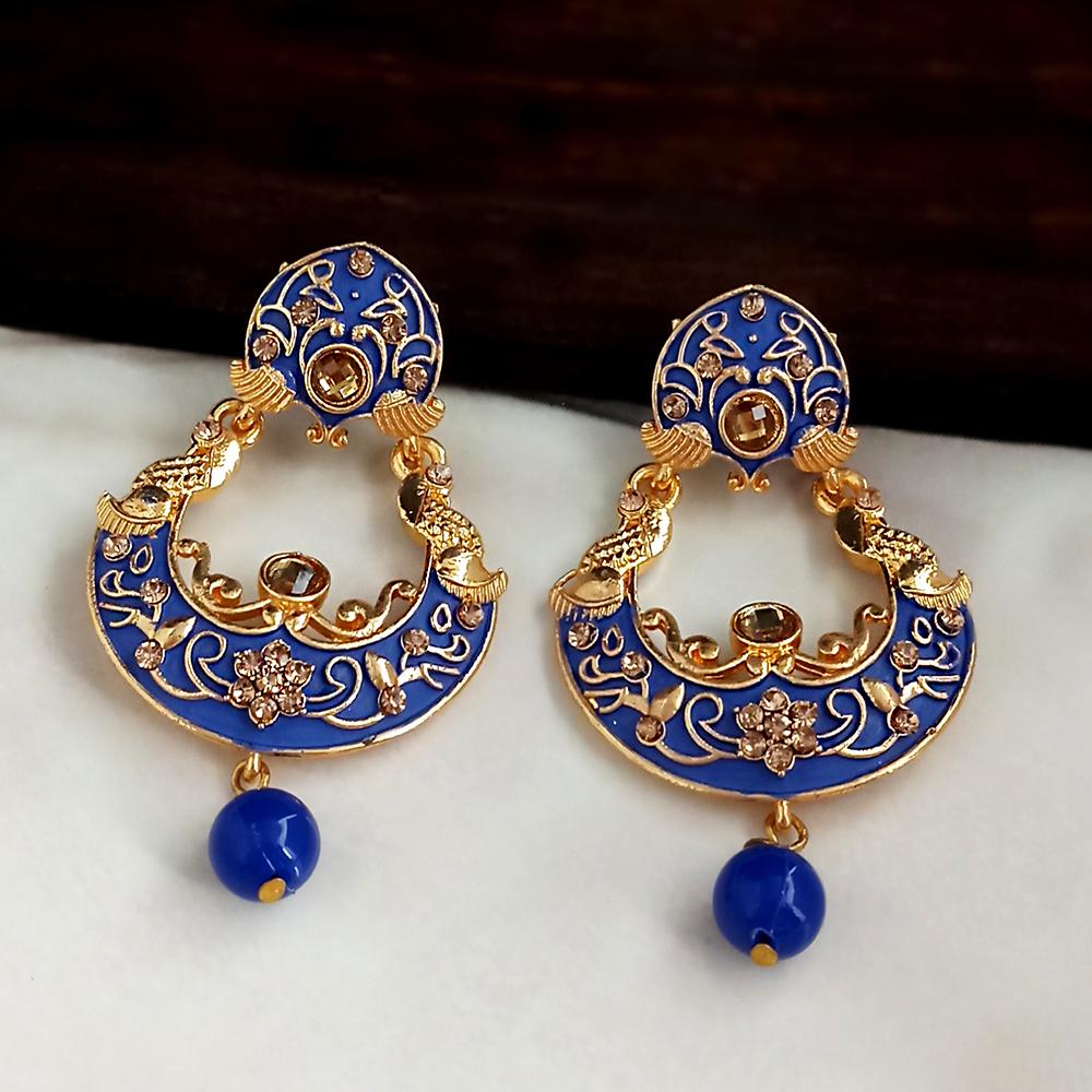 Woma Blue Meenakari Matte Dangler Earrings -1318084E