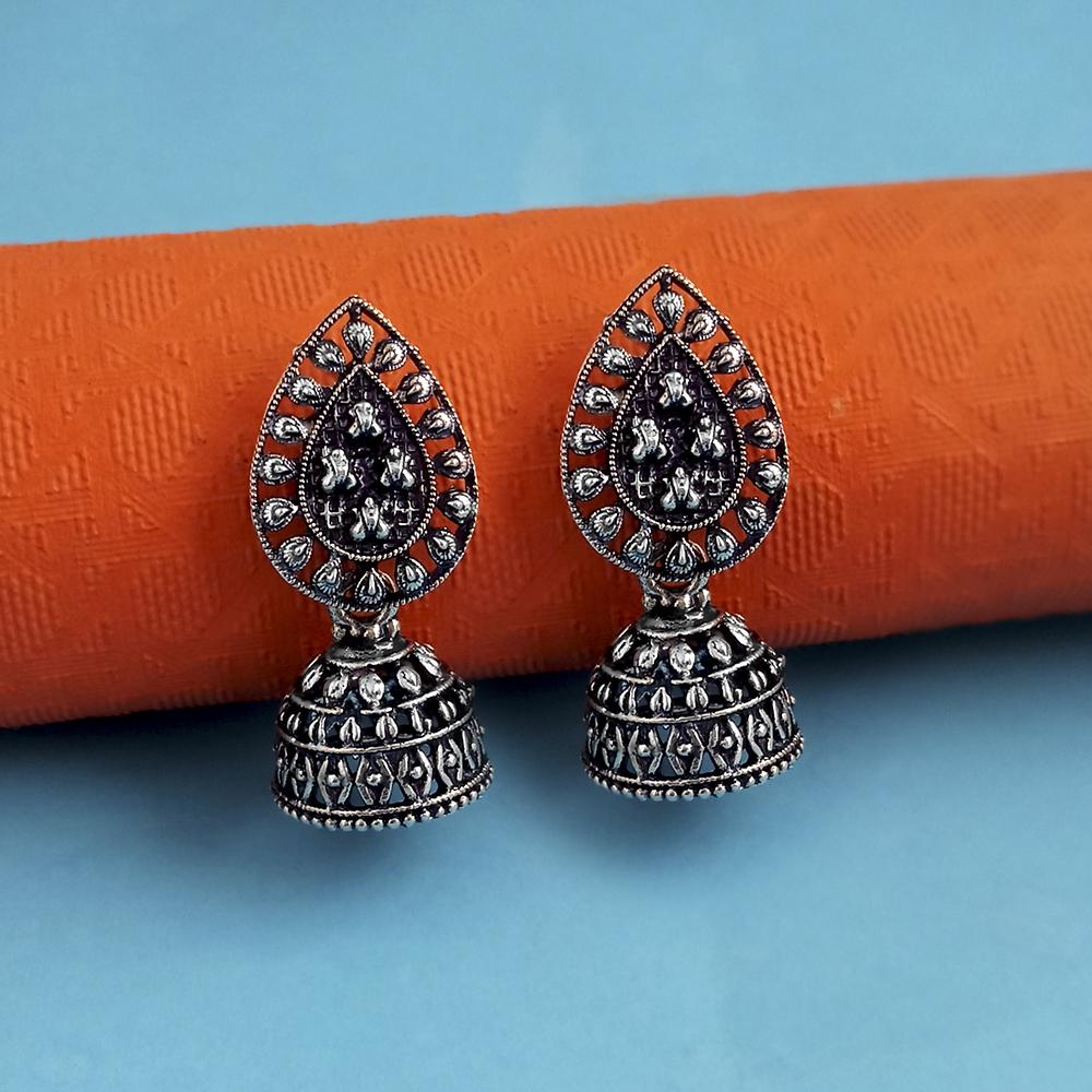 Kriaa Oxidised Plated Jhumki Earrings - 1318102a