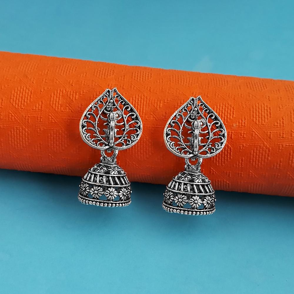 Woma Silver Oxidised Plated Trendy Jhumki  Earrings-1318103A