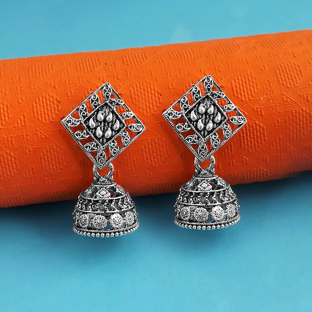 Woma Silver Oxidised Plated Trendy Jhumki  Earrings-1318105A