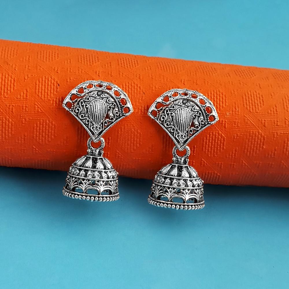 Woma Silver Oxidised Plated Trendy Jhumki  Earrings-1318109A