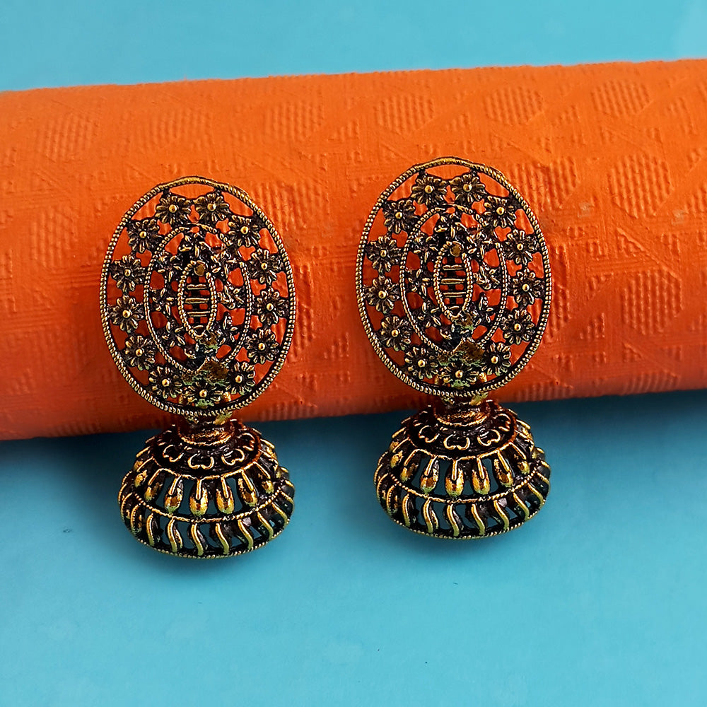 Woma Antique Gold Plated Jhumki Earrings