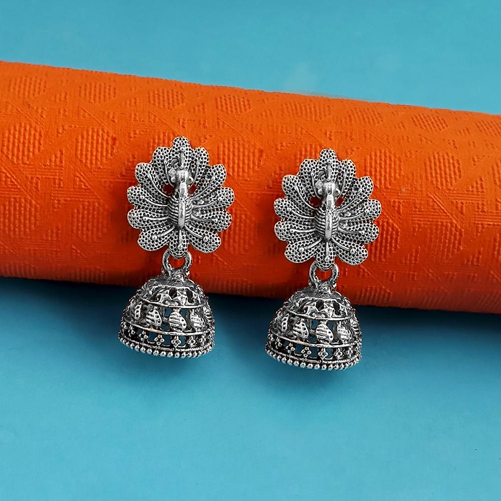 Woma Silver Oxidised Plated Trendy Jhumki  Earrings-1318113A