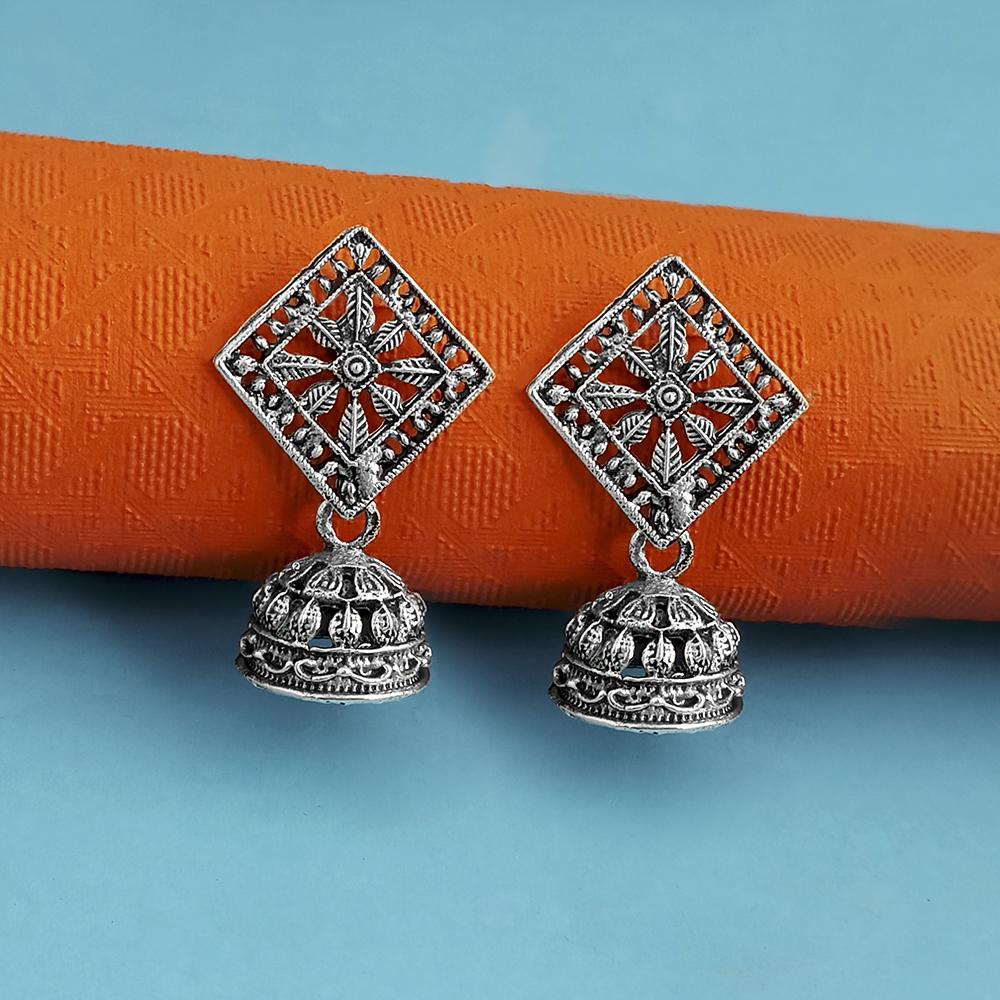 Kriaa Oxidised Plated Jhumki Earrings - 1318116A