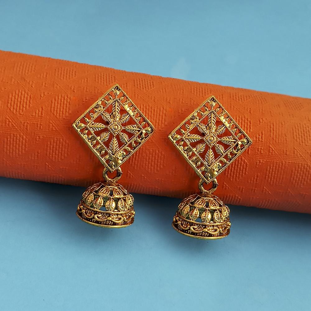 Kriaa Oxidised Plated Jhumki Earrings - 1318116B