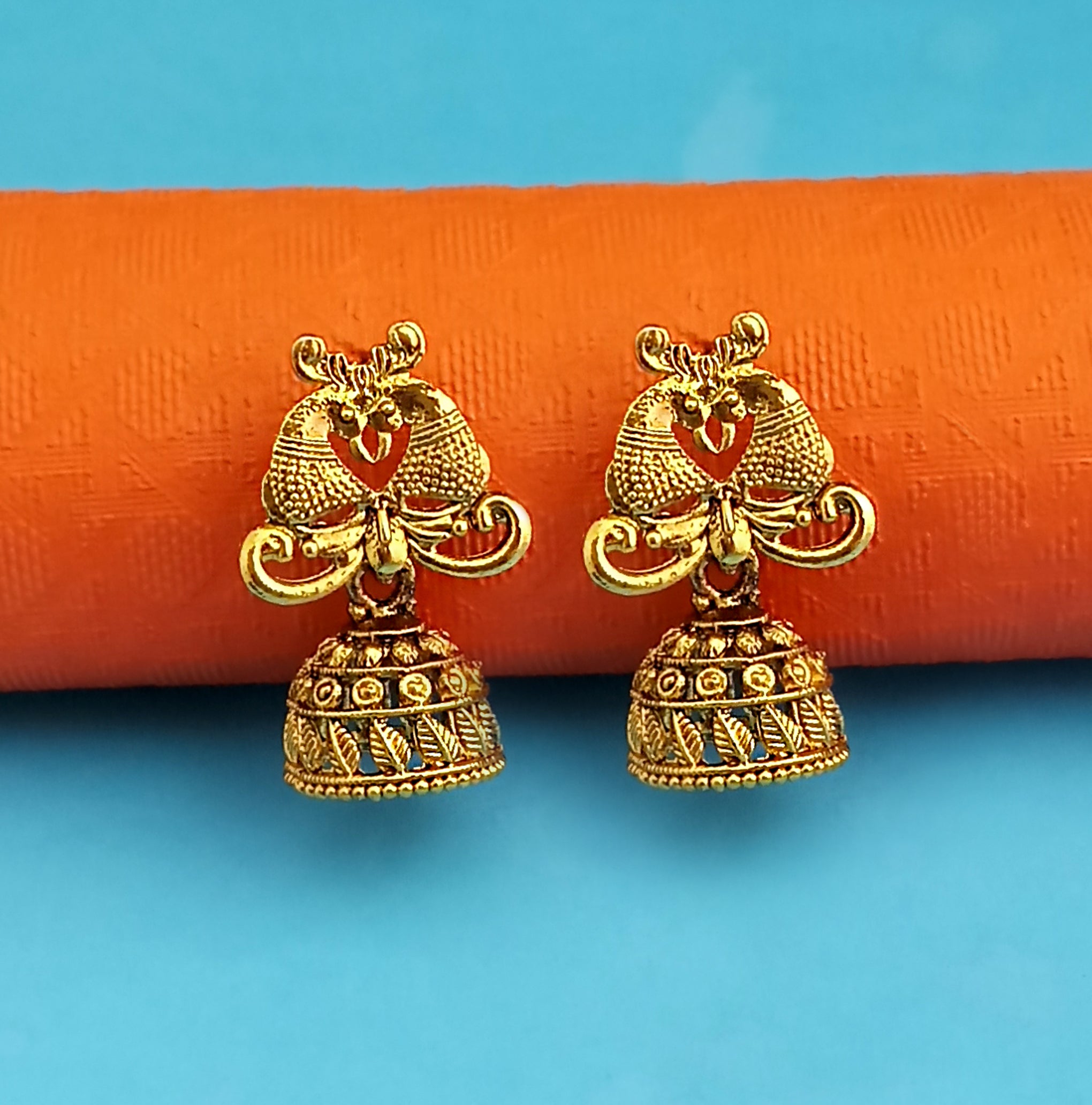 Woma Peacock Style Plated Jhumki Earrings