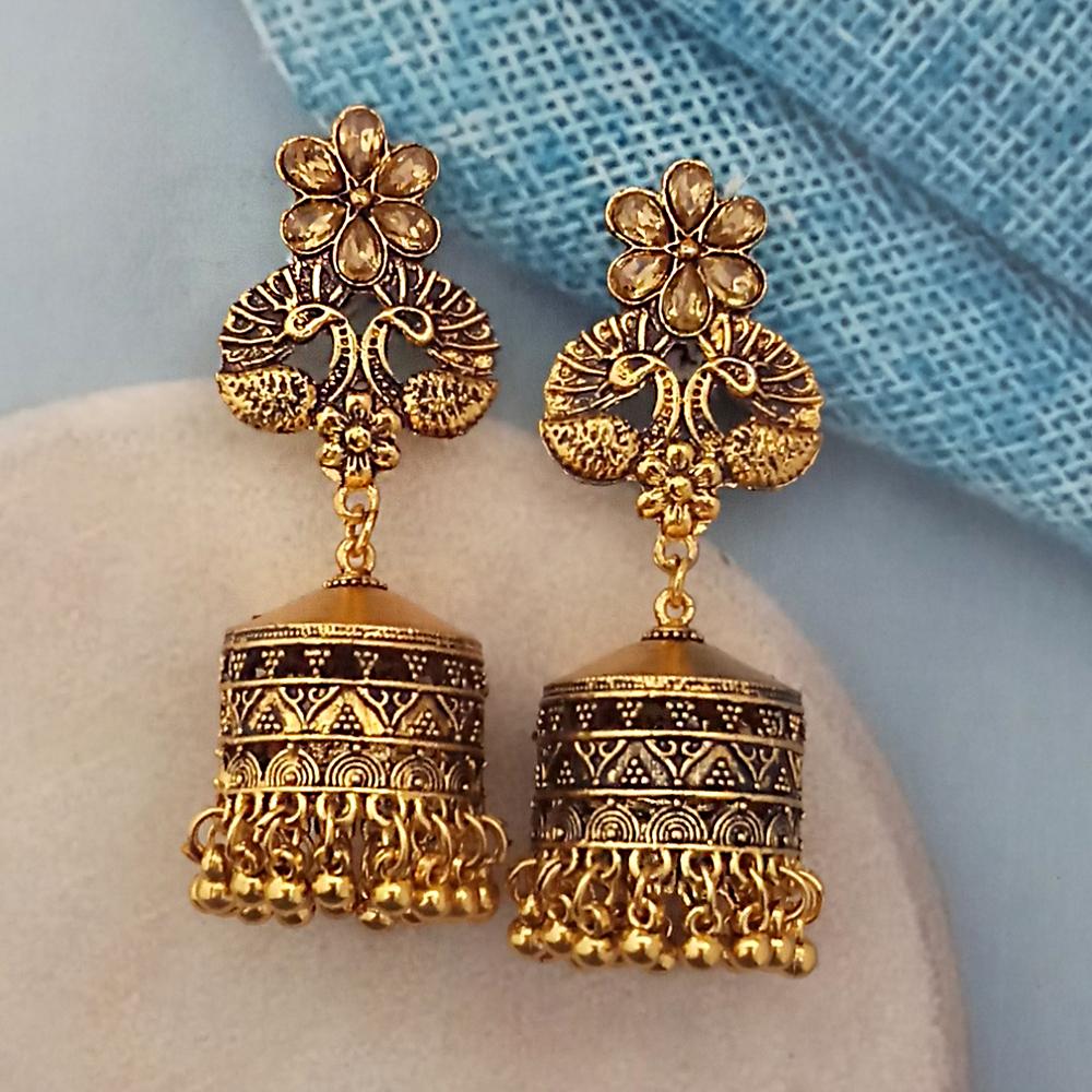 Peacock Design Gold Plated Jhumka Earrings By Much More
