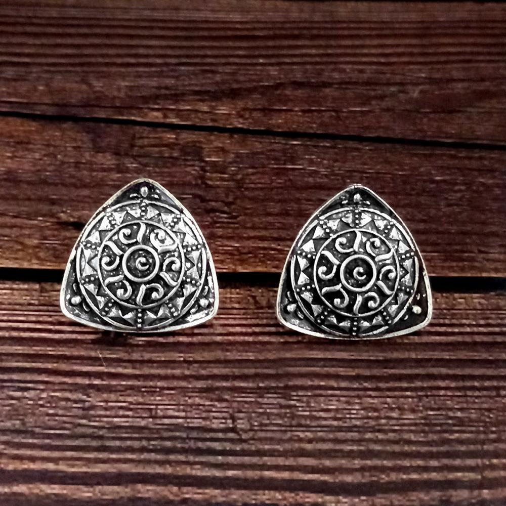 Woma Silver Plated Oxidised Stud Earrings -1318547A