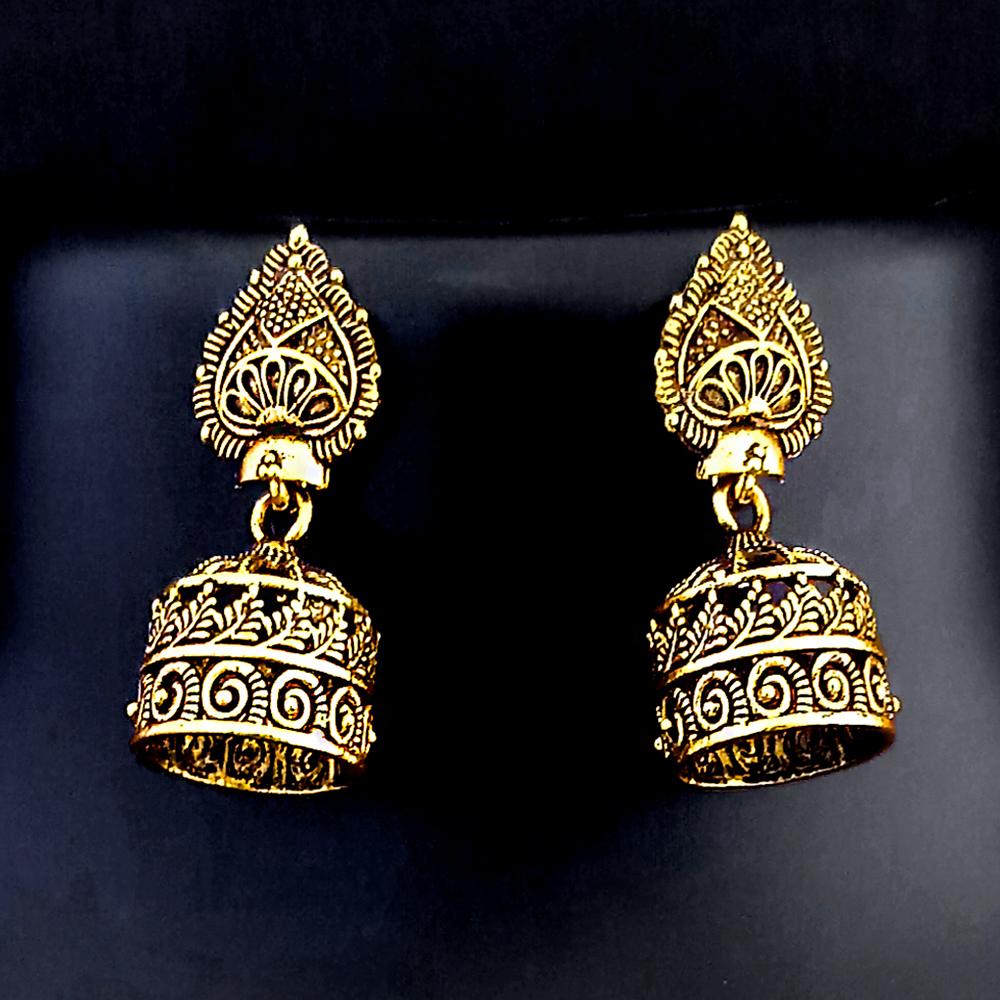 Kriaa Antique Gold Plated Jhumki Earrings - 1318706