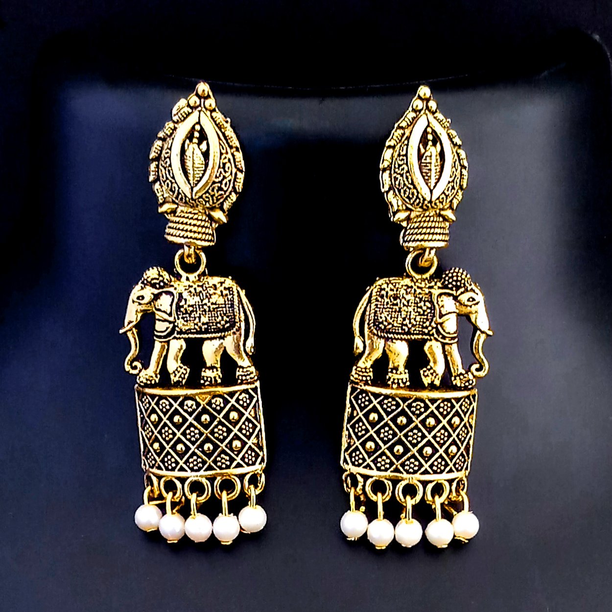 Kriaa Antique Gold Plated Jhumki Earrings - 1318709