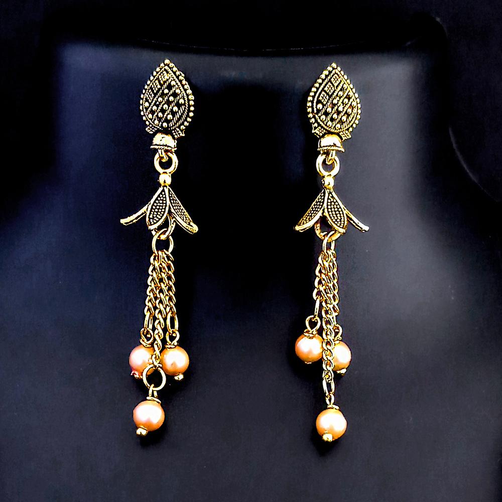 Kriaa Antique Gold Plated Jhumki Earrings - 1318711