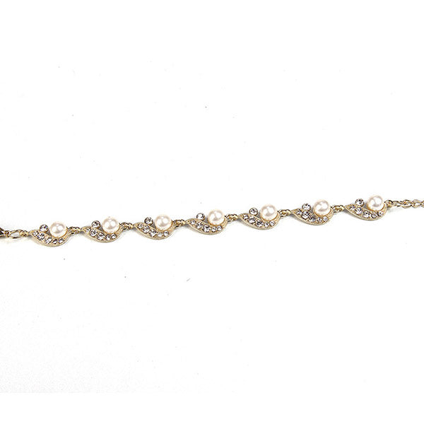 Kriaa Gold Plated Pearl Austrian Stone Bracelet