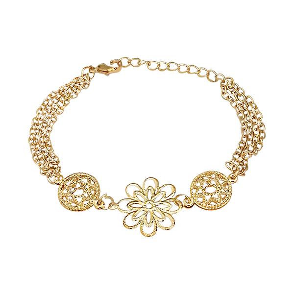 Urthn Gold Plated Floral Adjustable Bracelet - 1400546