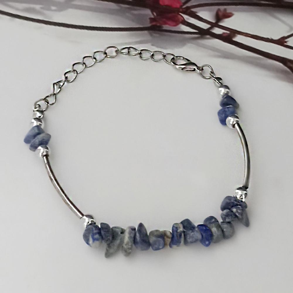Kriaa Silver Plated Blue Stone Bracelet - 1402702C
