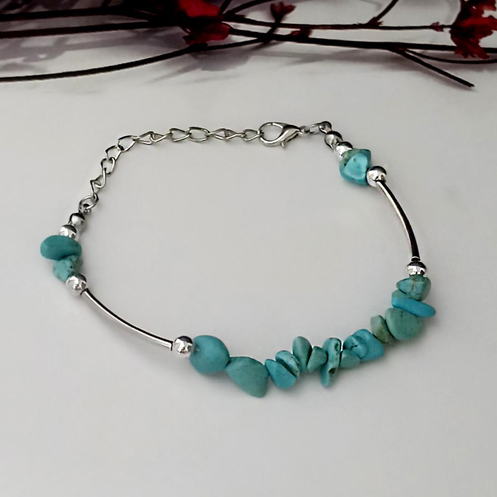 Kriaa Silver Plated Blue Stone Bracelet - 1402702E