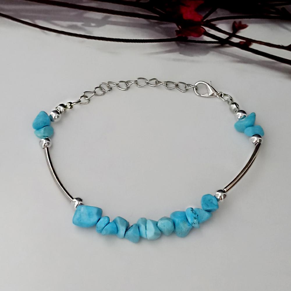 Kriaa Silver Plated Blue Stone Bracelet - 1402702I