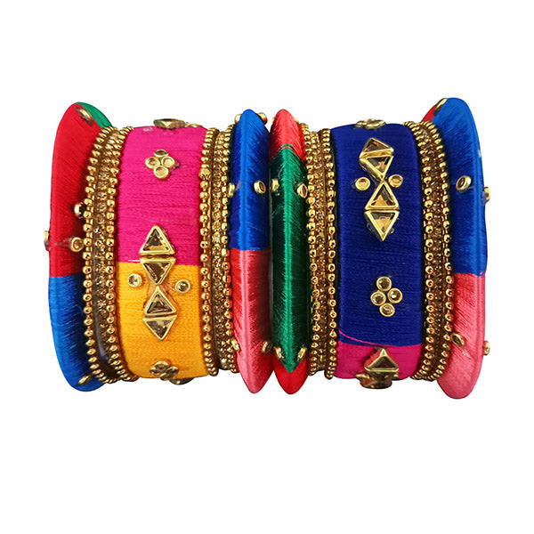 Sejal Multicolor Thread Kundan Stone Bangle Set