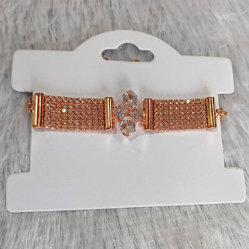 Bhavi Jewels Austrian Stone Rose Gold Plated Fashionable Bracelet For Girls and Women