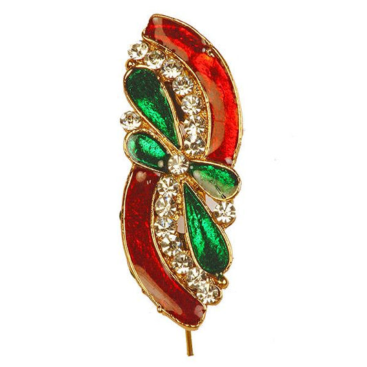 Kriaa Meenakari  Austrian Stone Stone Maroon & Green Saree Pin Brooch