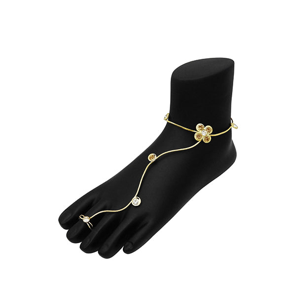 Urthn Gold Plated Brown Austrian Stone Anklet