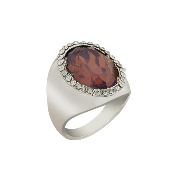 Urthn Brown Stone Silver Plated Ring