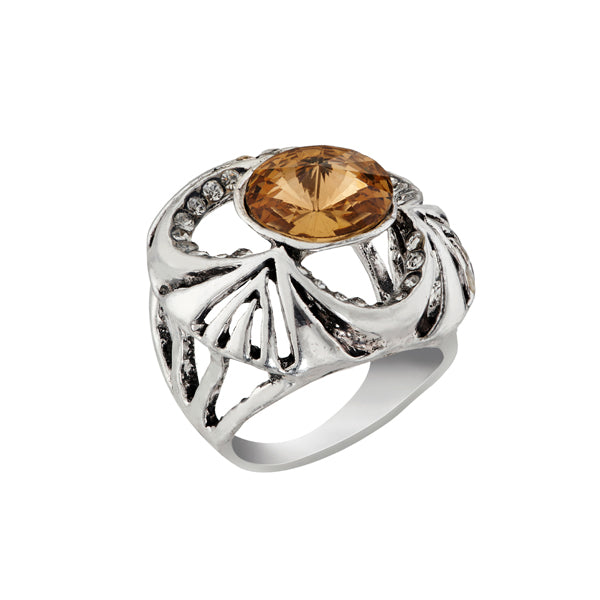 Urthn Brown Stone Silver Plated Ring