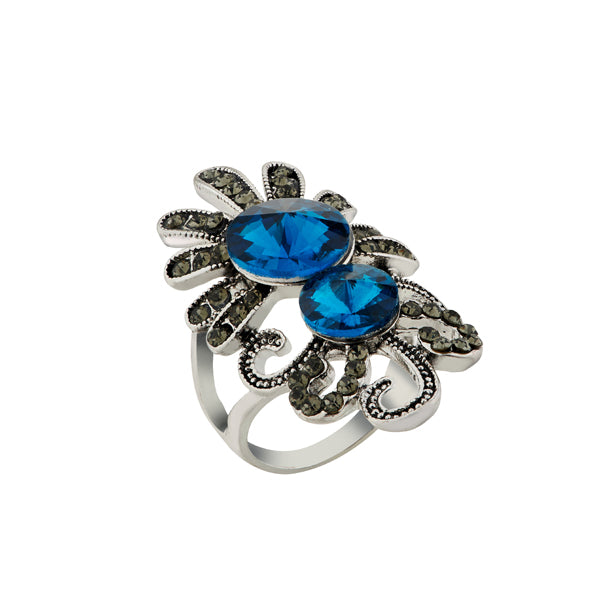 Urthn Blue Stone Silver Plated Ring