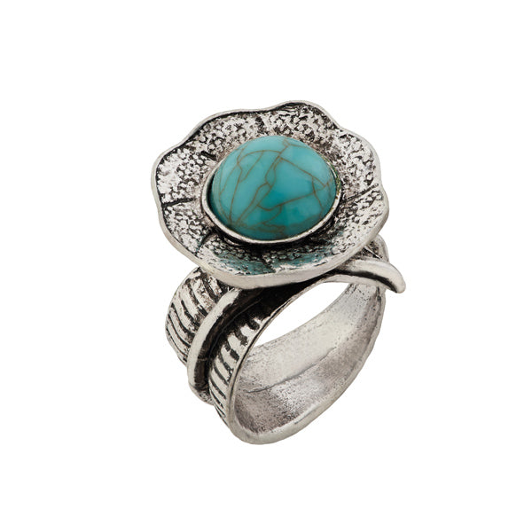 Urthn Blue Gems Stone Silver Plated Ring