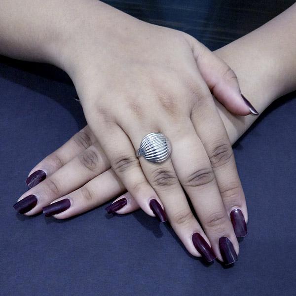 Kriaa Silver Plated Round Shaped Adjustable Finger Ring  - 1505562A