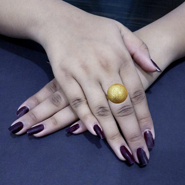Kriaa Gold Plated Round Shaped Adjustable Finger Ring - 1505563A